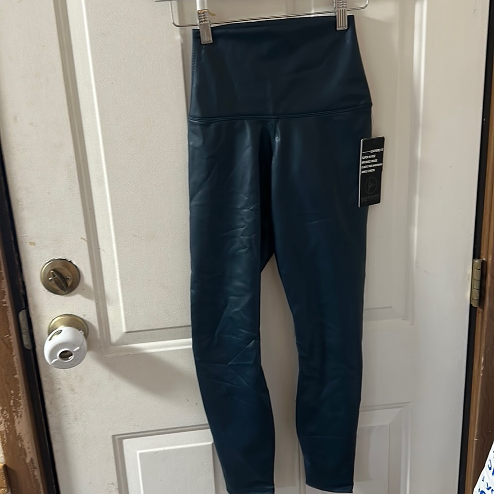 90 DEGREE BY REFLEX LEATHERETTE LEGGINGS: BLUE: NWT: SZ XS